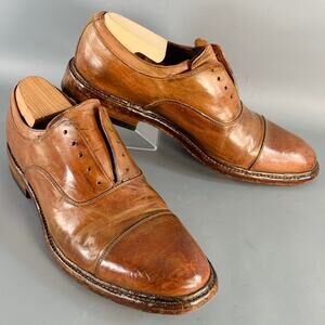 OFFICINE CREATIVE Size 9 Brown Leather Slip On Lace-Up Shoes